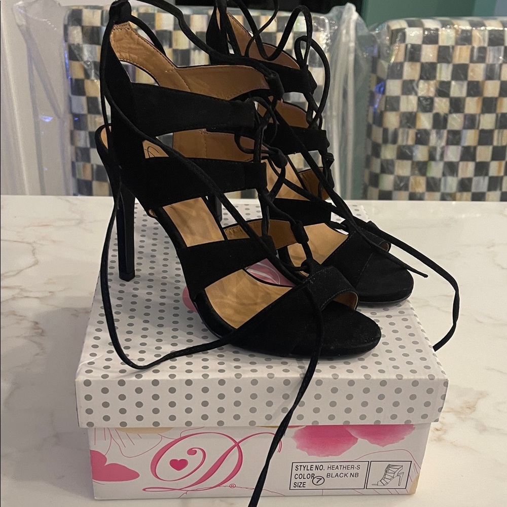 Delicious Black Strappy Heels